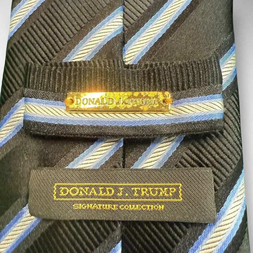 DONALD J. TRUMP Signature‎ Collection Mens 100% Silk Tie Black Striped